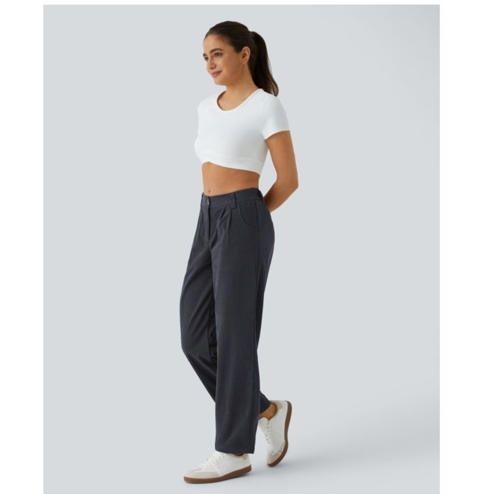 Halara Mid Rise Corduroy Pants Comfort Streetwear‎ Athleisure Preppy Minimalist
